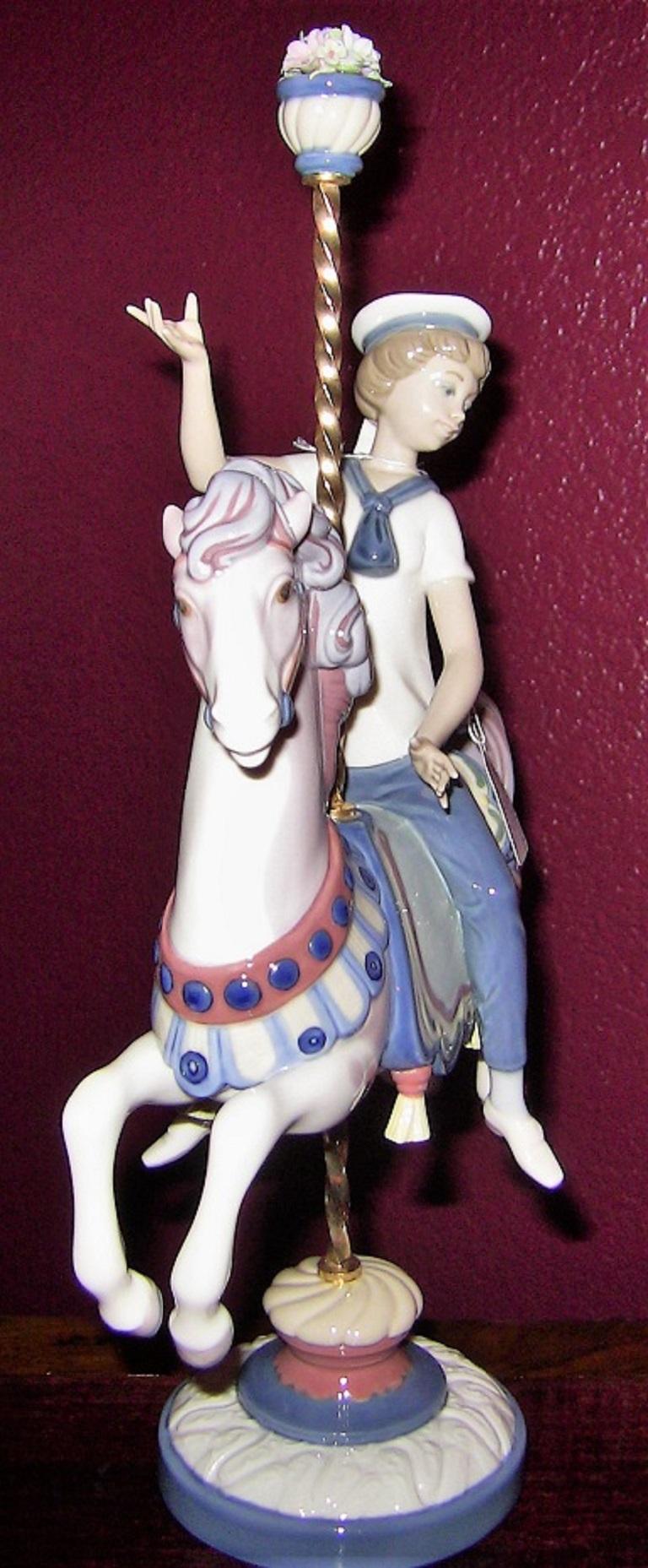 Lladro Retired Boy and Girl on Carousel 1