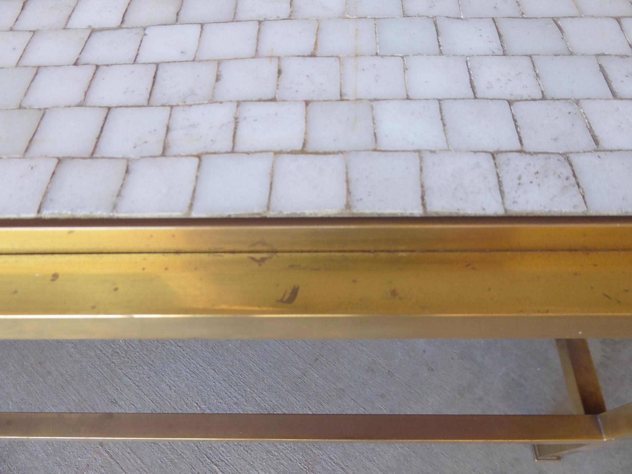 Brass Coffee Table with Glass Mosaic Top by Edward Wormley for Dunbar 6