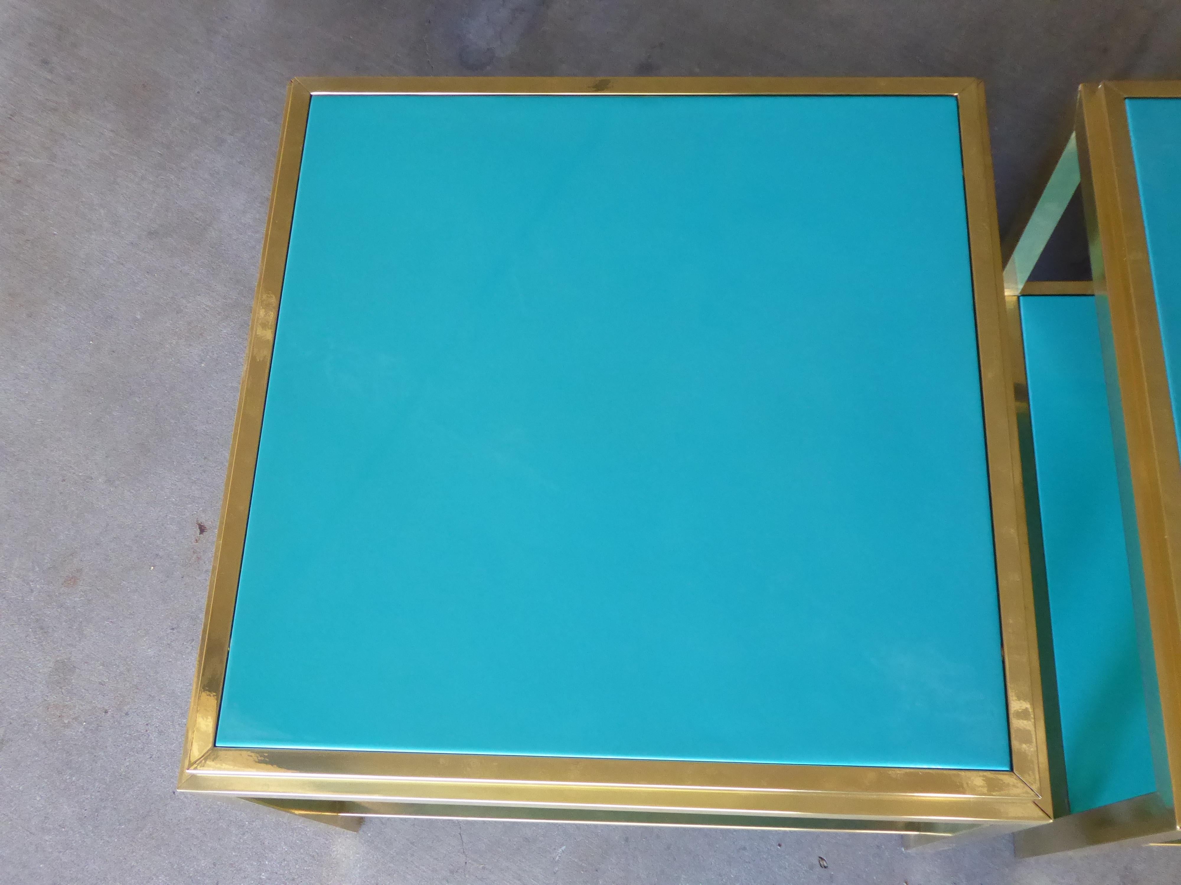 Pair of Brass and Lacquered Two-Tier Side Tables Attributed to Mastercraft 6