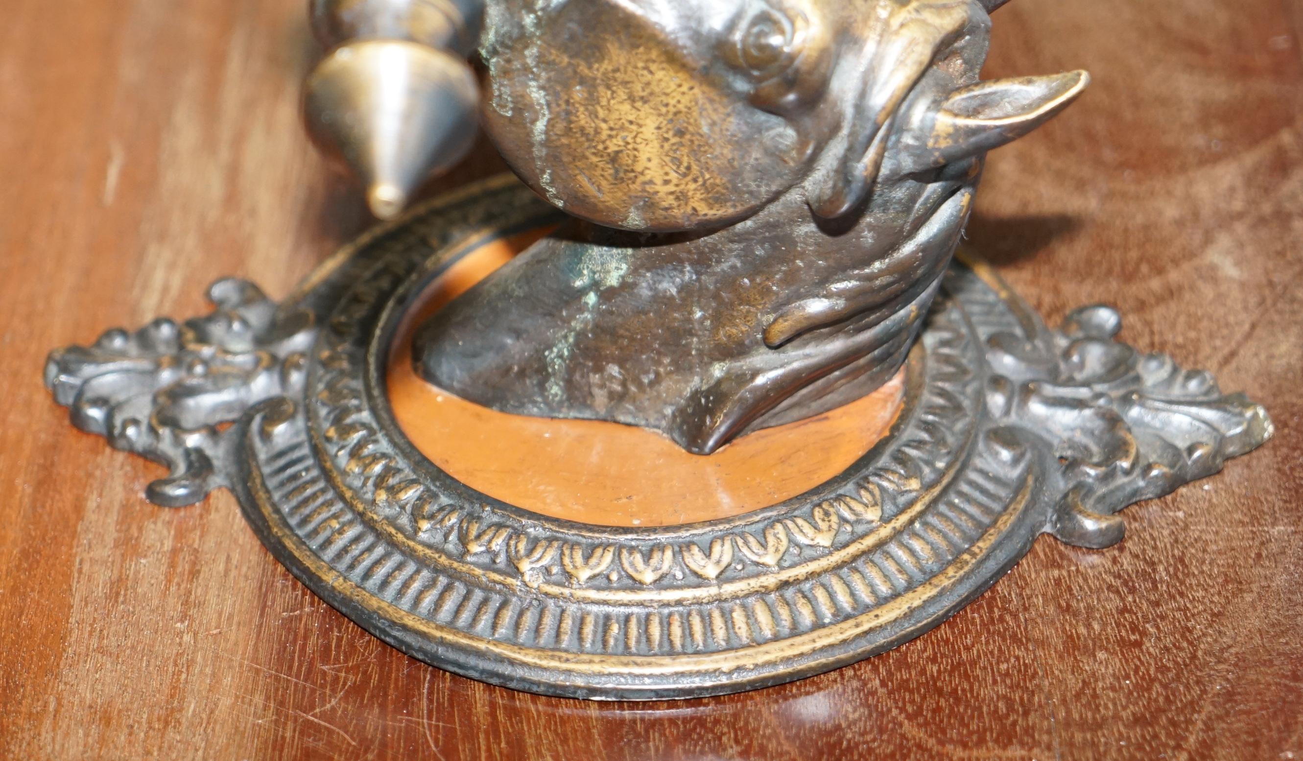 Rare Solid Bronze-Mounted Horse Head Equestrian Coat Rack for the Wall Hook Hat 4