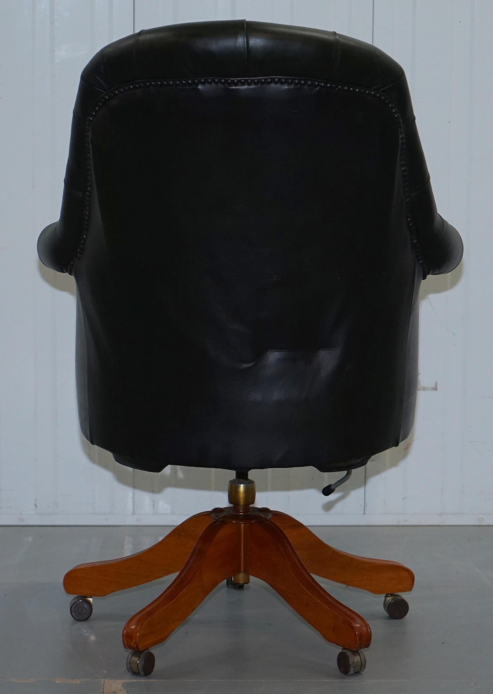 Vintage Chesterfield Directors Green Leather Executive Captains Office Chair 6