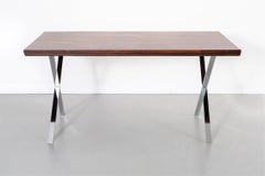 Rosewood and Chrome Campaign Desk by Dave Parmelee for Founders