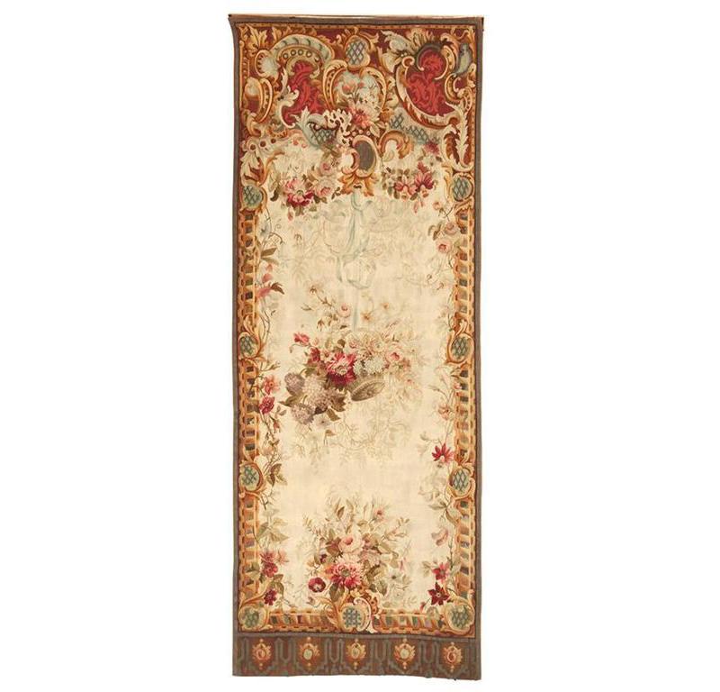 These exquisite pair 19th century French finely handwoven silk and wool Aubusson tapestries featuring a floral and ivy foliate cartouches.
Please keep in mind to find a pair of tapestries is very rare.
The backings are relined.

 