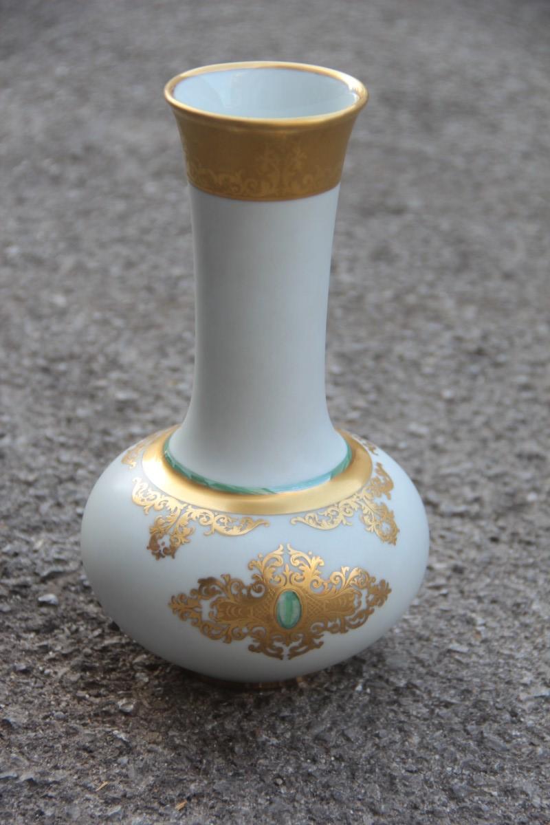 Finzi porcelain vase gold 24-karat Italian design Mid-Century Modern 1950.