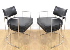 Set of Four Midcentury Milo Baughman Dining Chairs in Black