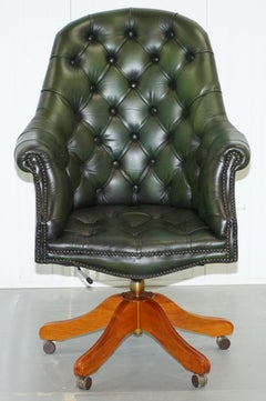 Vintage Chesterfield Directors Green Leather Executive Captains Office Chair