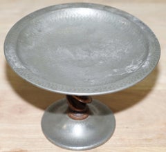 Rare Liberty of London Tudric Pewter Tazzar with Barley Twist Walnut Stem Tray