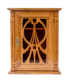 Late 19th Century Art Nouveau Plum-Wood Hanging Wall Cabinet
