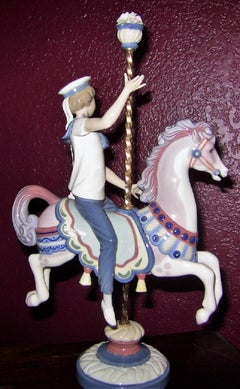 Lladro Retired Boy and Girl on Carousel