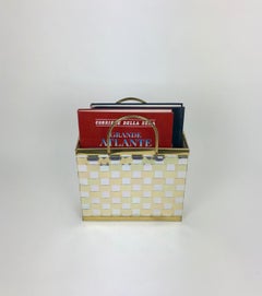 Magazine Racket Holder in Brass and Chrome Hollywood Regency Romeo Rega, Italy