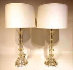 Pair of Murano Glass Column Lamps by the Marbro Lamp Co
