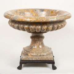 Marble NeoClassical Urn/Tazza on Iron Base with Lion's Paw Feet