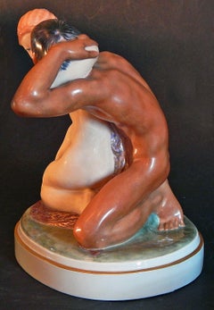 "Cupid and Psyche, " Rare Art Deco Sculpture with Exotic Theme by Henning