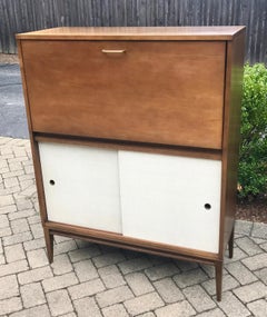 Mid Century Paul McCobb Drop Lid Desk with Storage Cabinet, 1950s