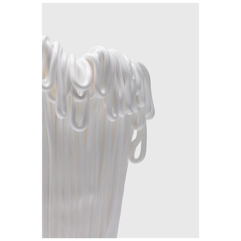 Modern Established & Sons Frillo Vase with Handcrafted White Piping by Alessandro Ciffo