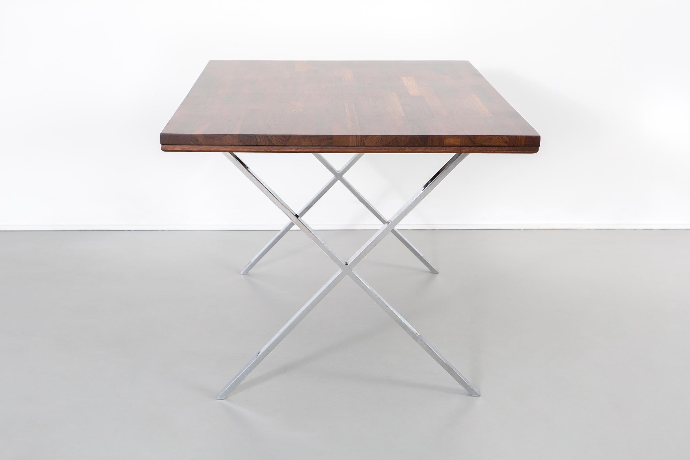 Modern Rosewood and Chrome Campaign Desk by Dave Parmelee for Founders For Sale