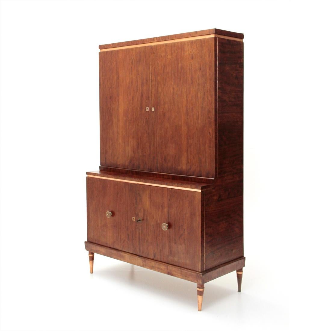 Italian Modernist Cabinet with Copper Details, 1940s
