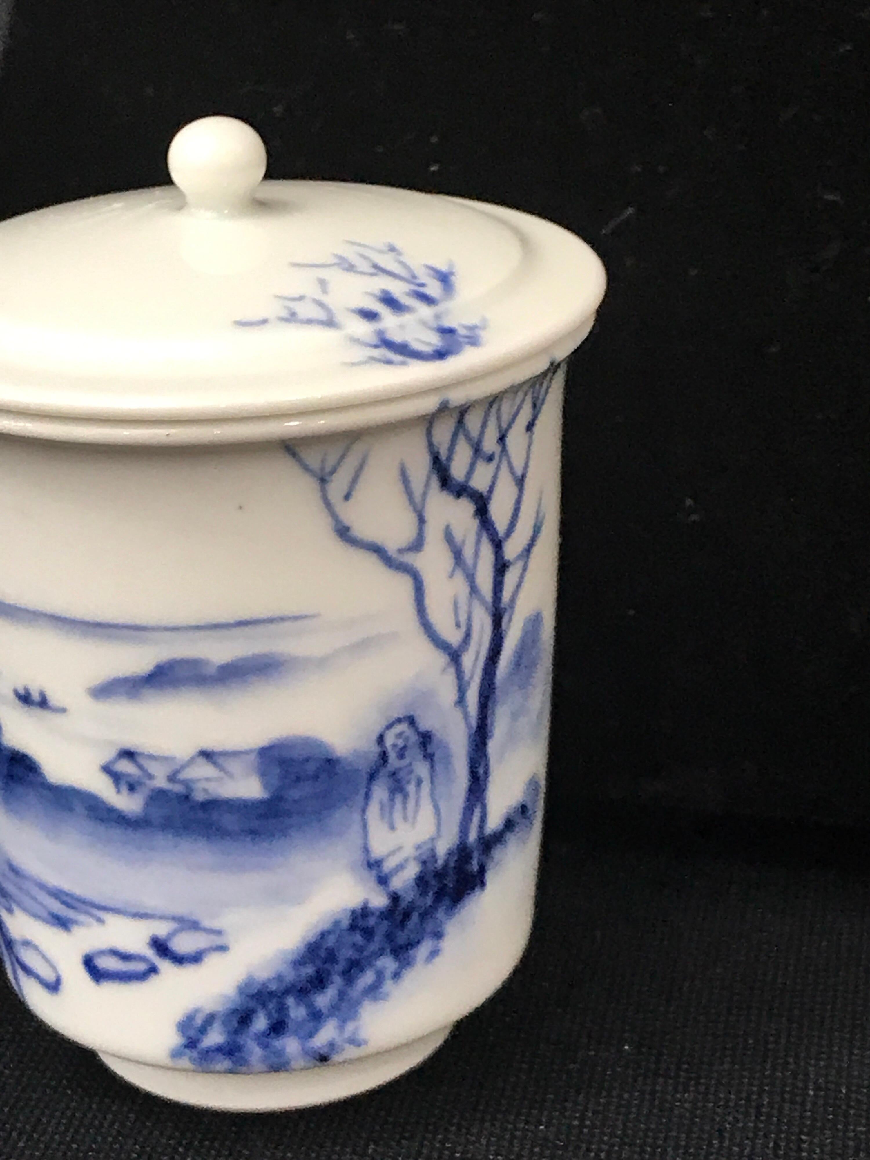 Meiji Two Japanese Arita Covered Cups For Sale