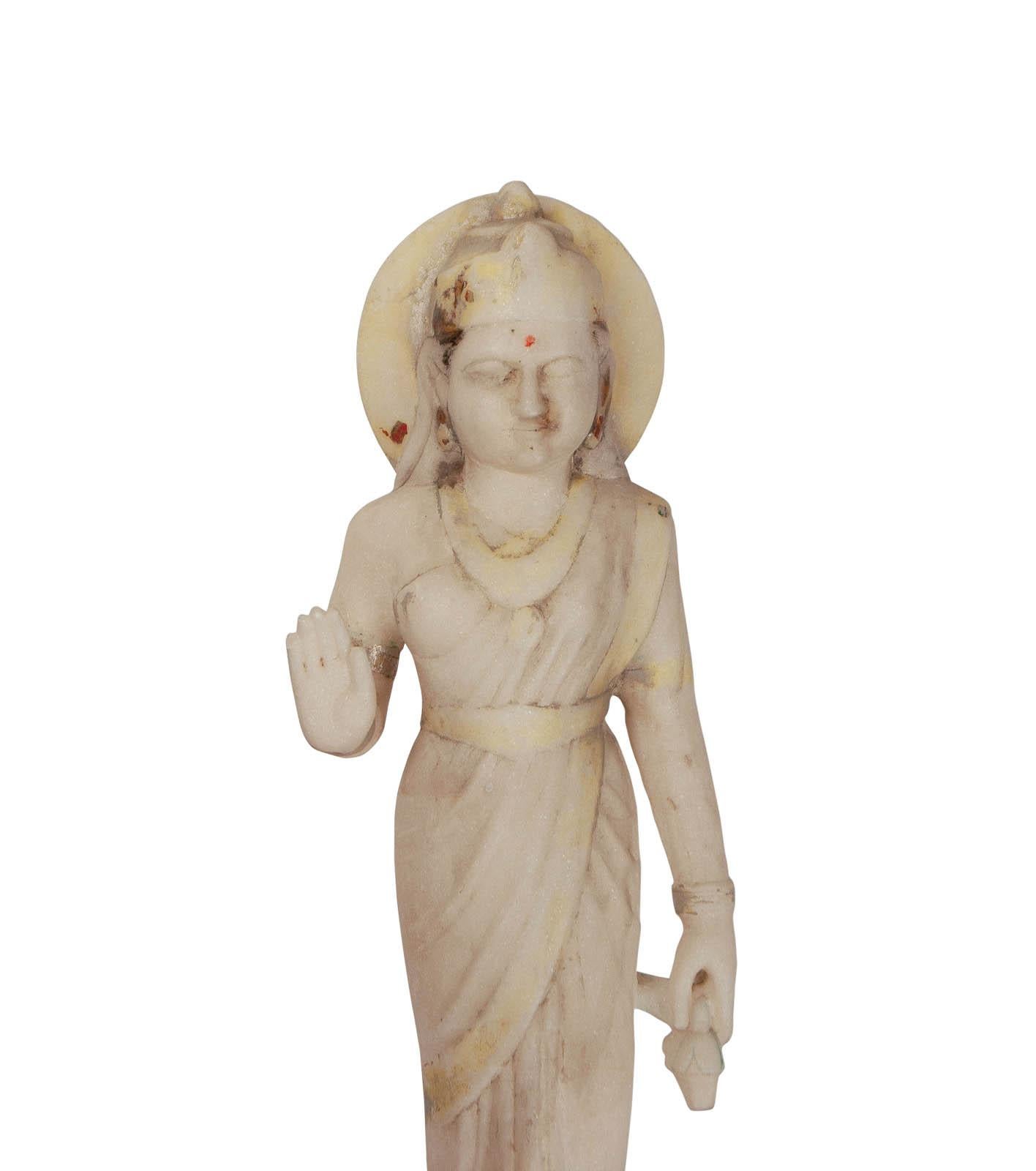 Anglo Raj Marble Statute of a Goddess, India, circa 1900