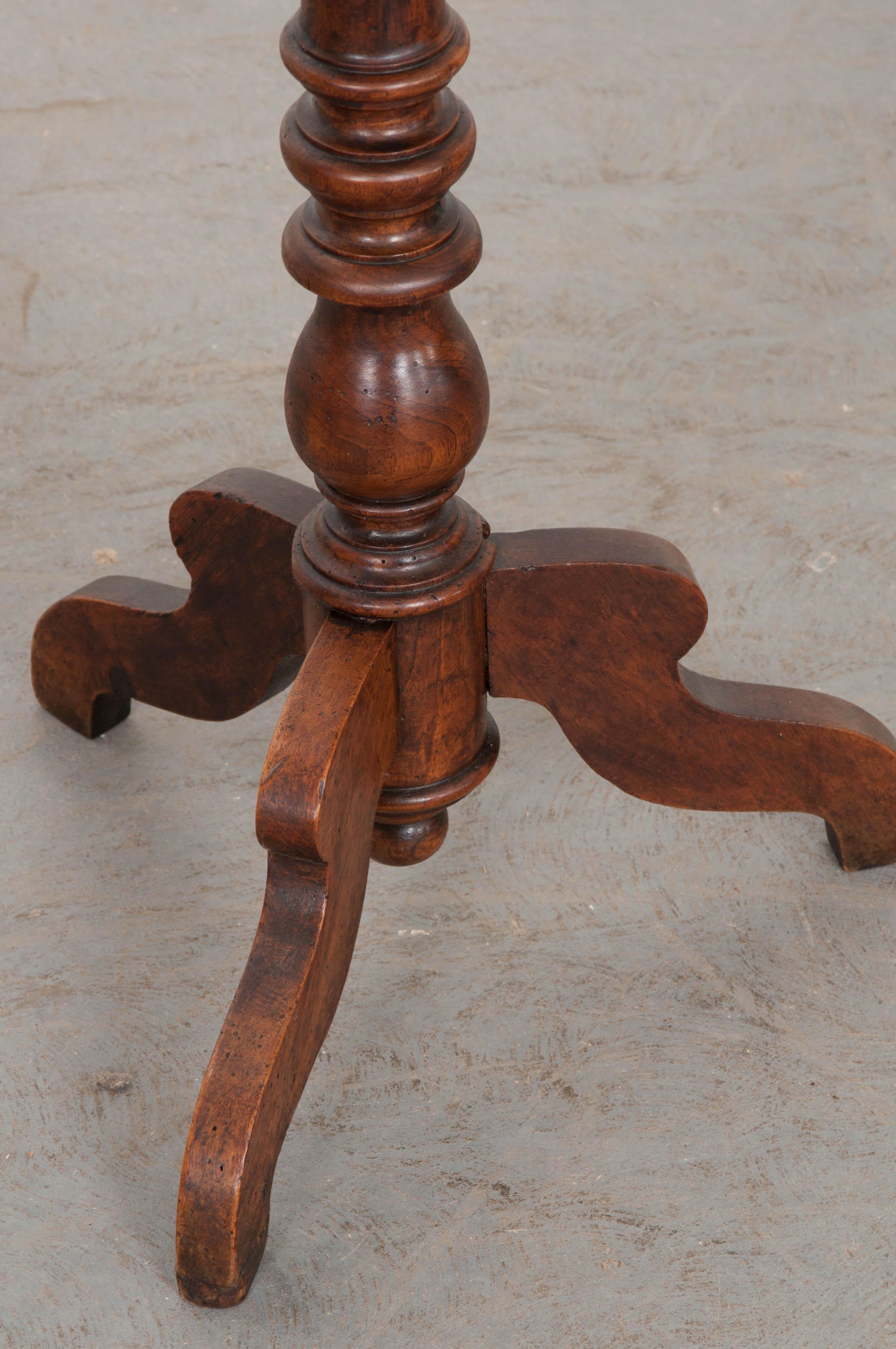 Turned French 19th Century Small Round Walnut Table