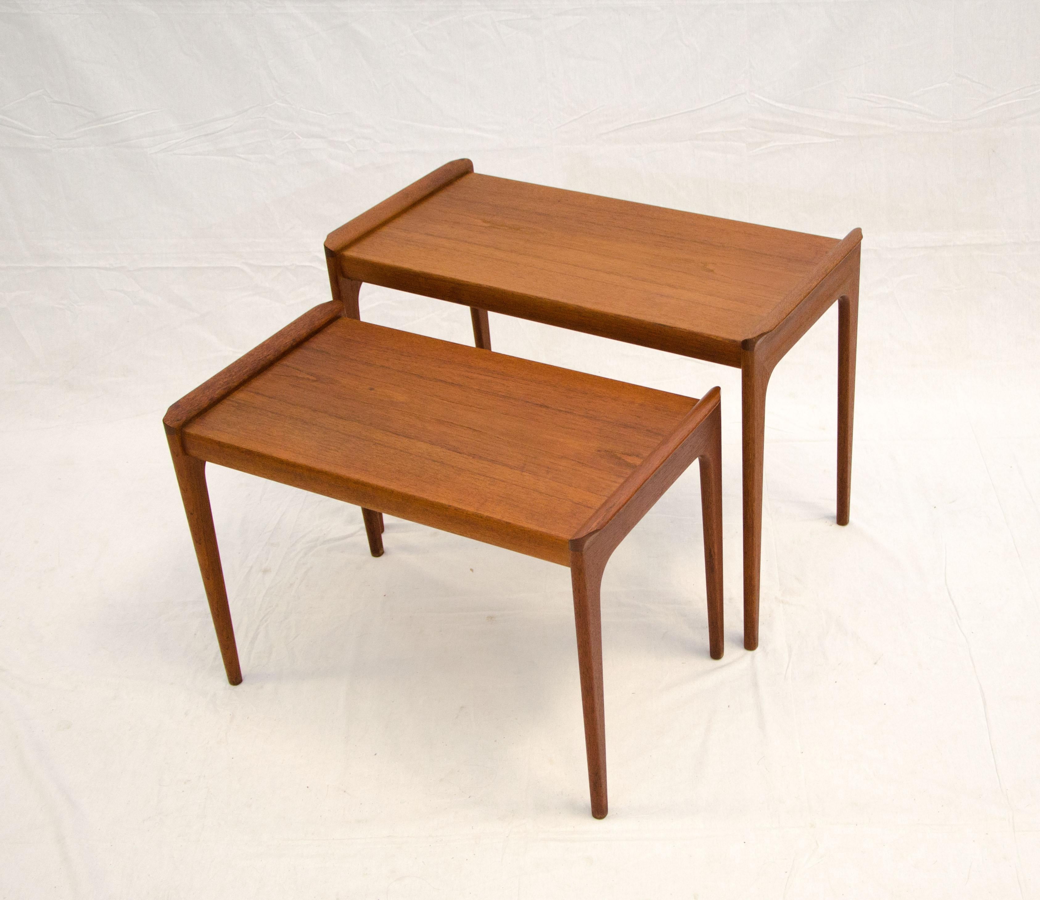 Scandinavian Modern Pair of Teak Danish Nesting Tables