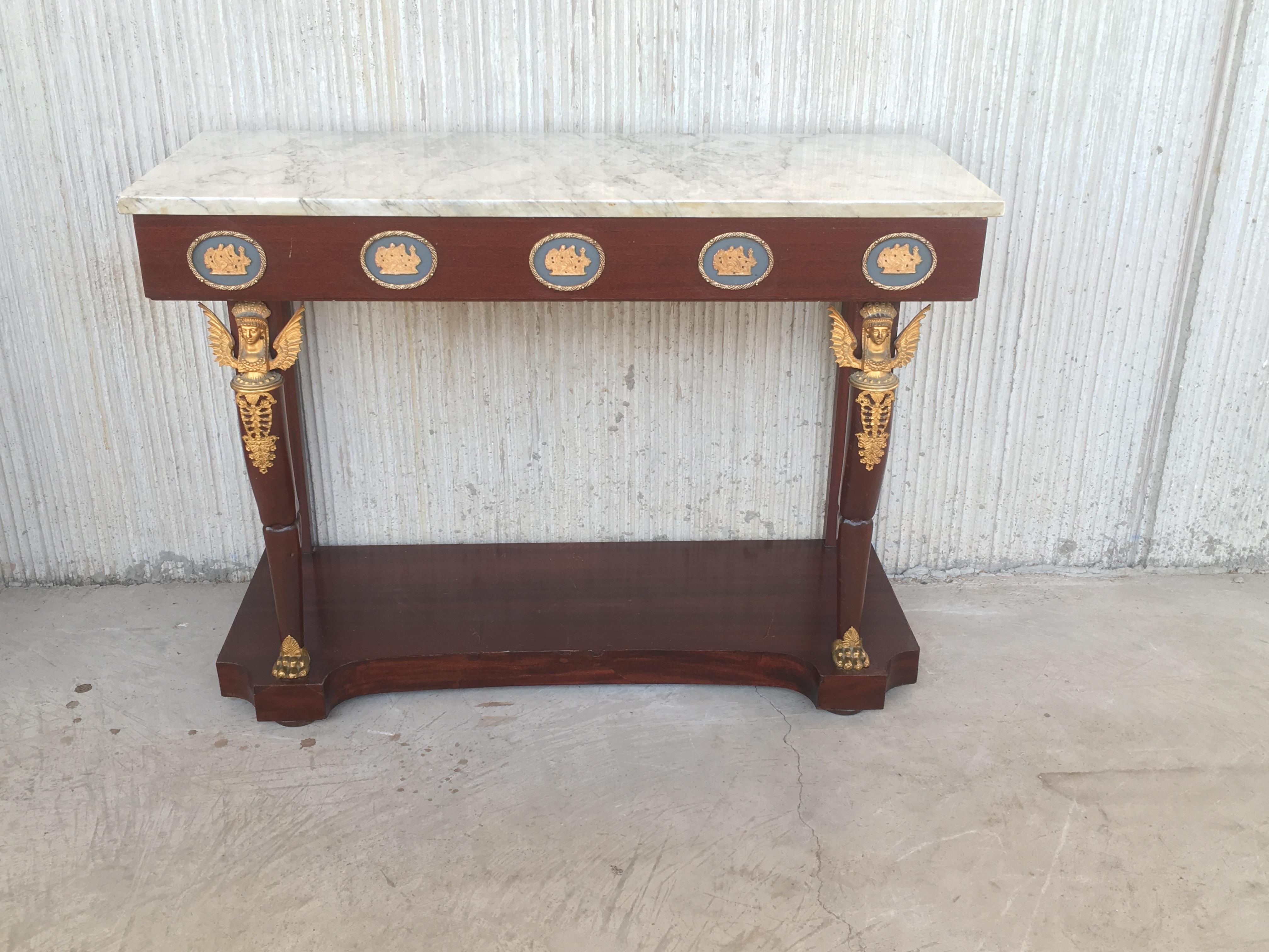 French Ormolu-Mounted Console Table with Marble Top, 19th Century In Excellent Condition In Miami, FL