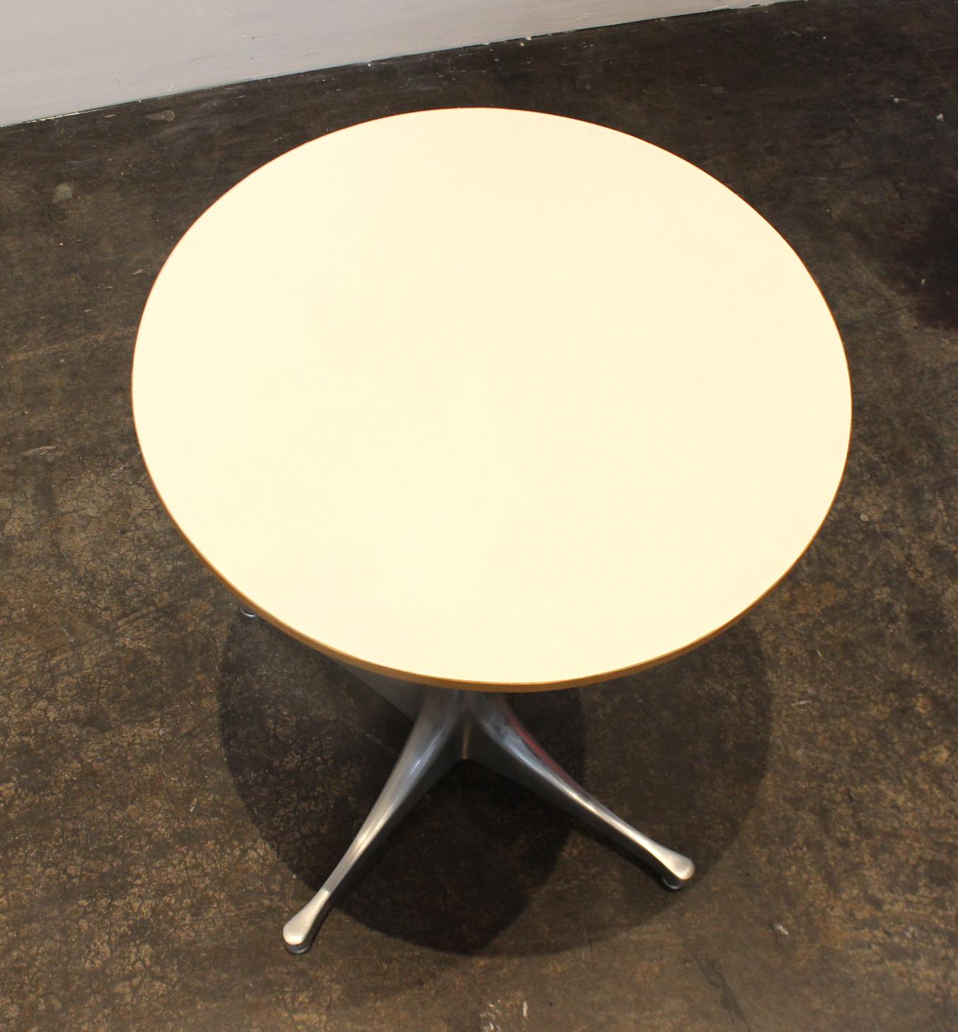 American George Nelson for Herman Miller Pedestal Side Table, White Top Aluminum Legs For Sale