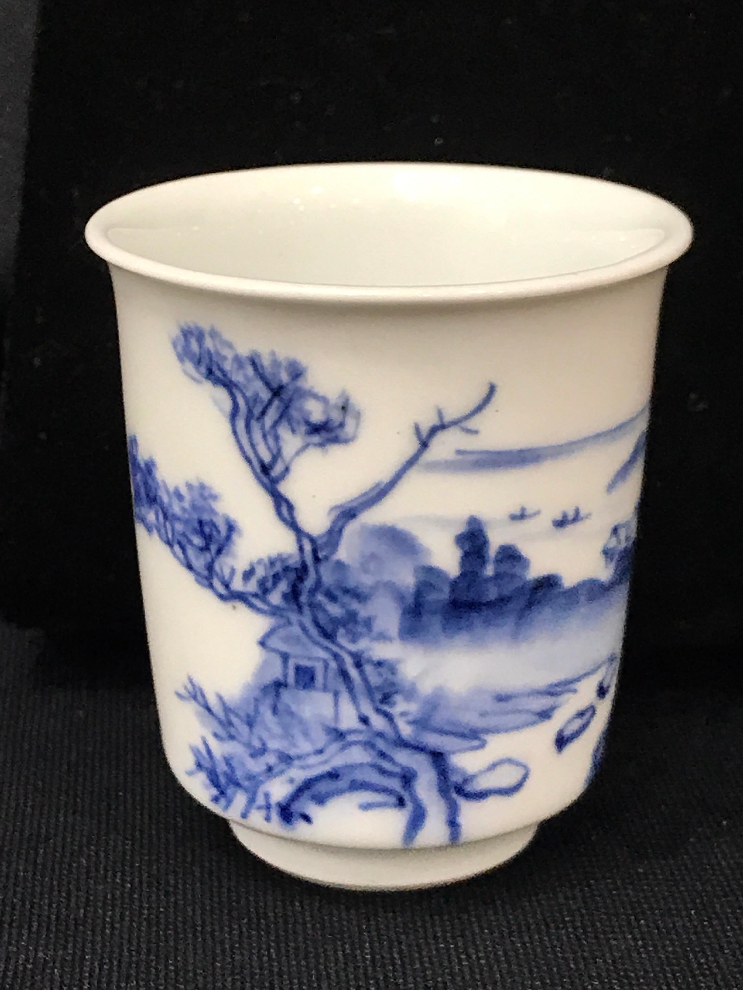 Hand-Painted Two Japanese Arita Covered Cups For Sale