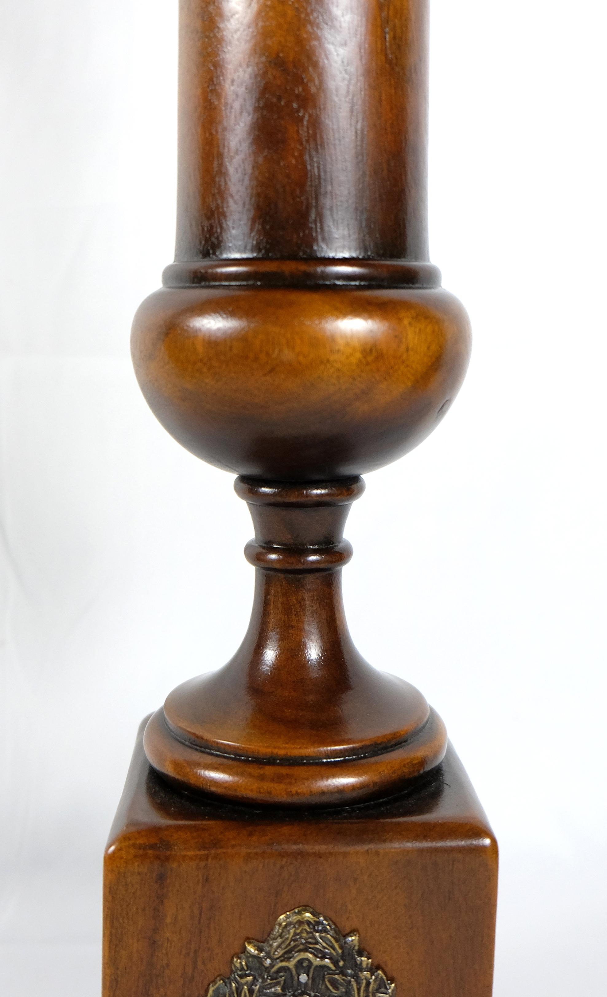 Wooden Pedestal Urn Vase by Theodore Alexander with Bronze and Cameo Details In New Condition In Miami, FL