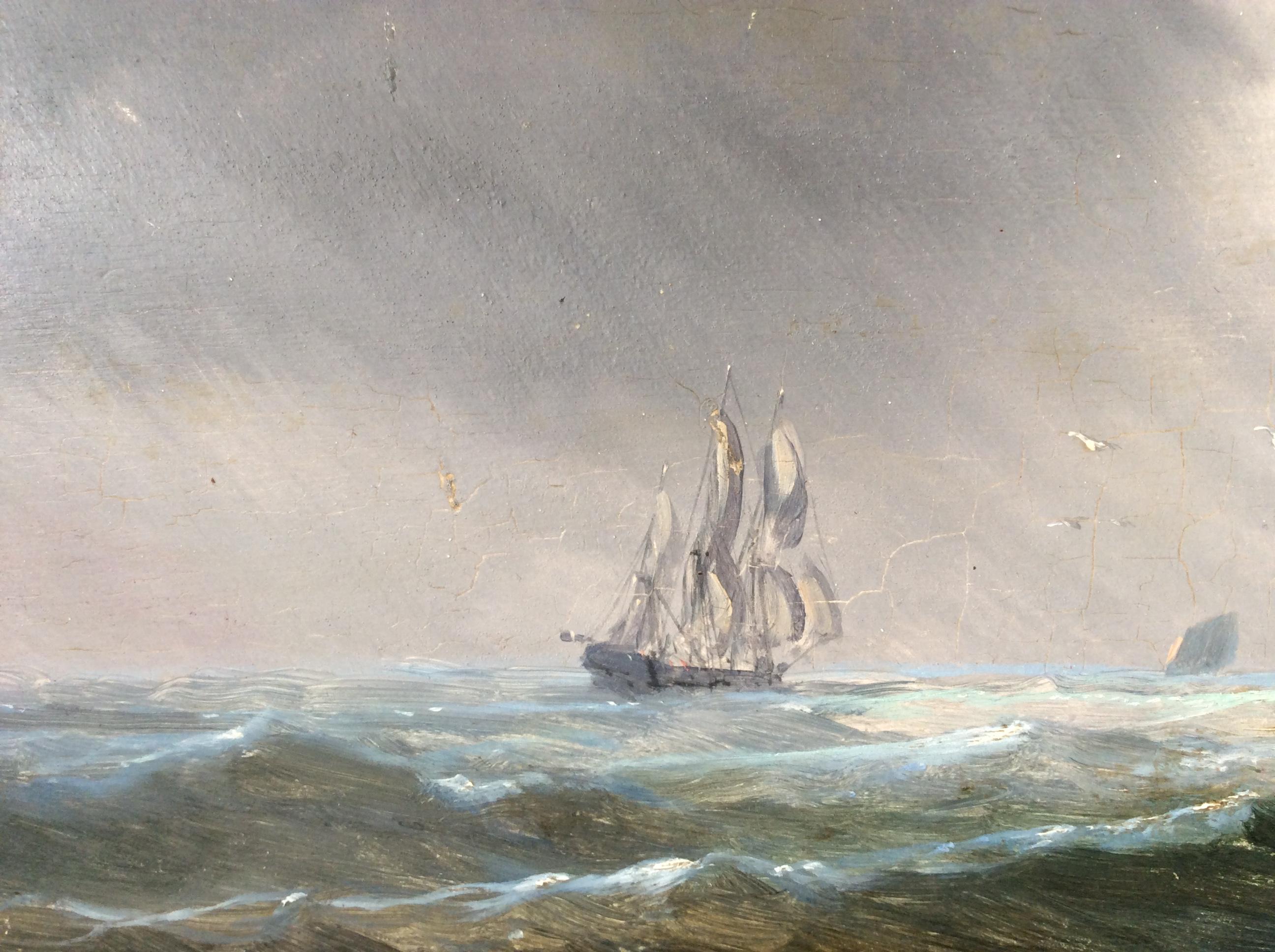 Danish Painting Marine style of Carl Frederik Sørensen For Sale