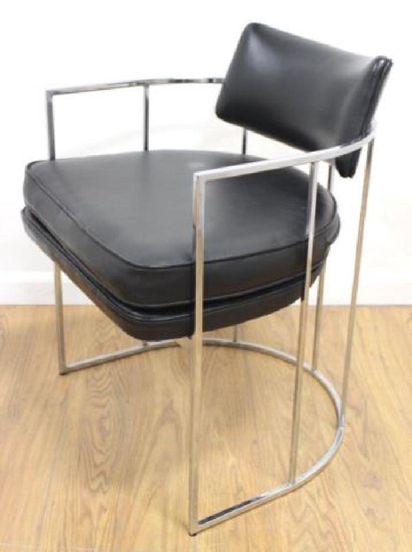 American Set of Four Midcentury Milo Baughman Dining Chairs in Black For Sale
