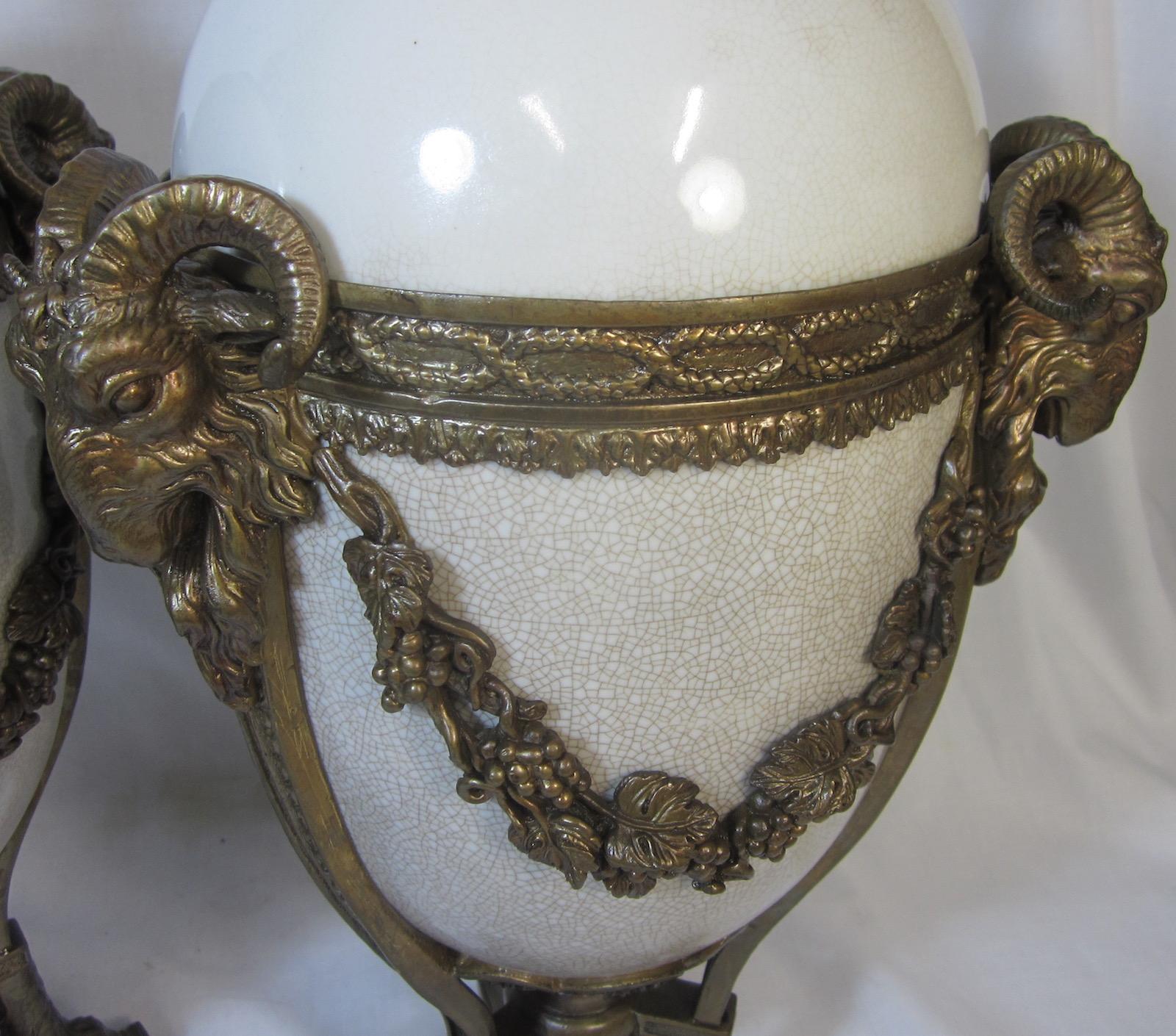 French Ceramic and Ormolu Lidded Urn In Good Condition In Paradise Point, Queensland