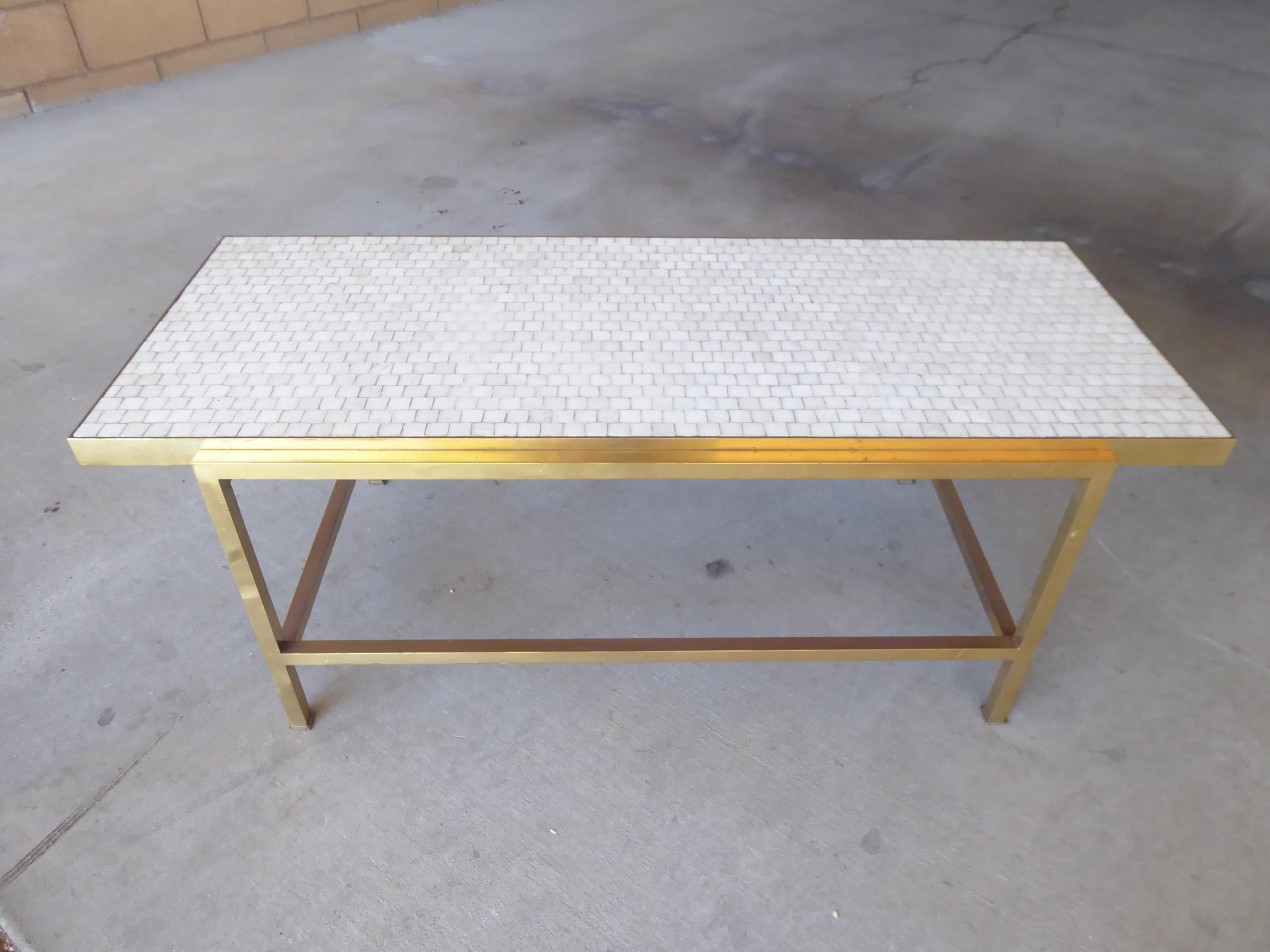 American Brass Coffee Table with Glass Mosaic Top by Edward Wormley for Dunbar