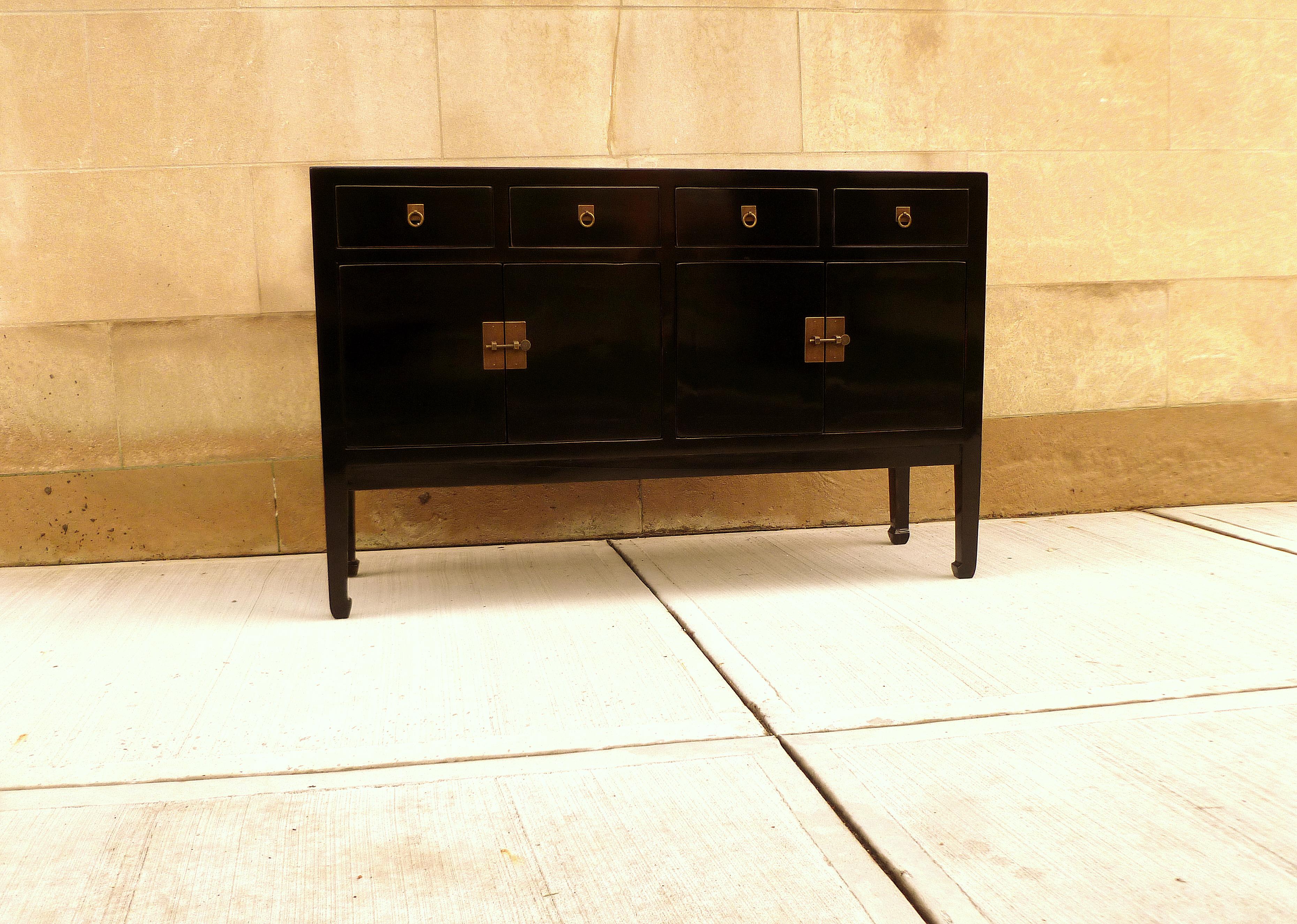 Chinese Fine Black Lacquer Sideboard or Console Table