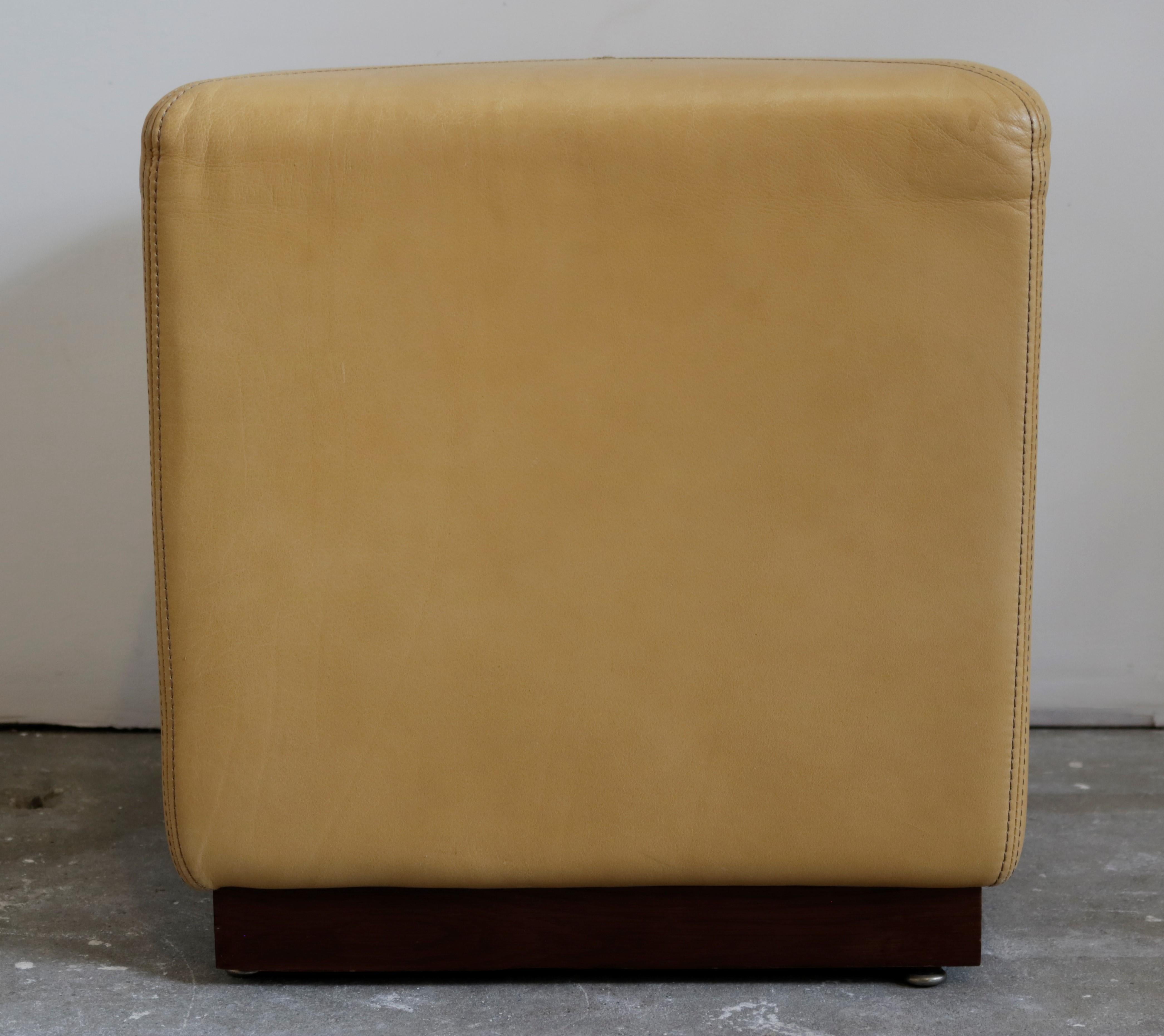 Post-Modern Pair of Camel Leather Stools