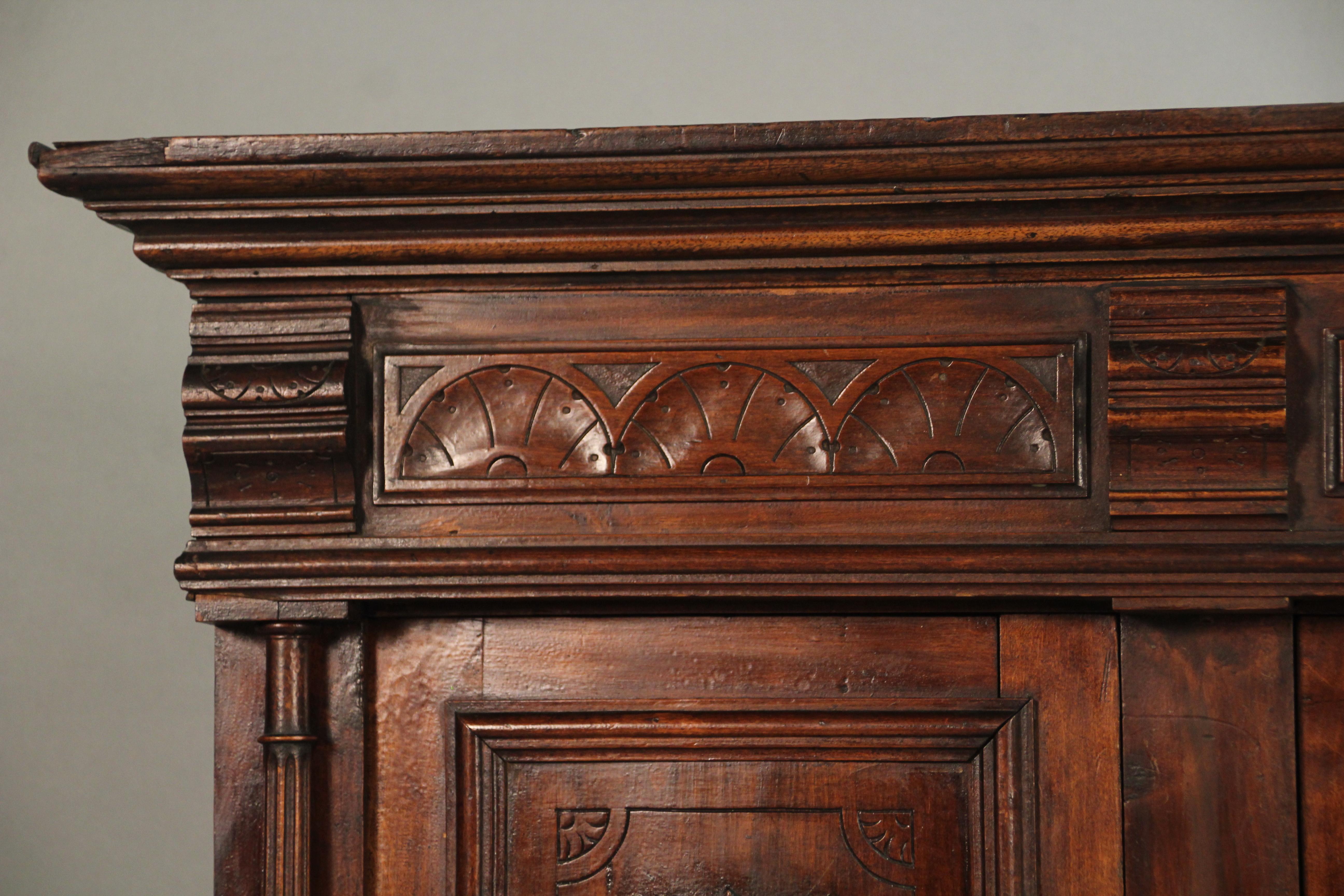 Spanish Revival Carved Walnut Console Sideboard, circa 1920s In Good Condition In Pasadena, CA