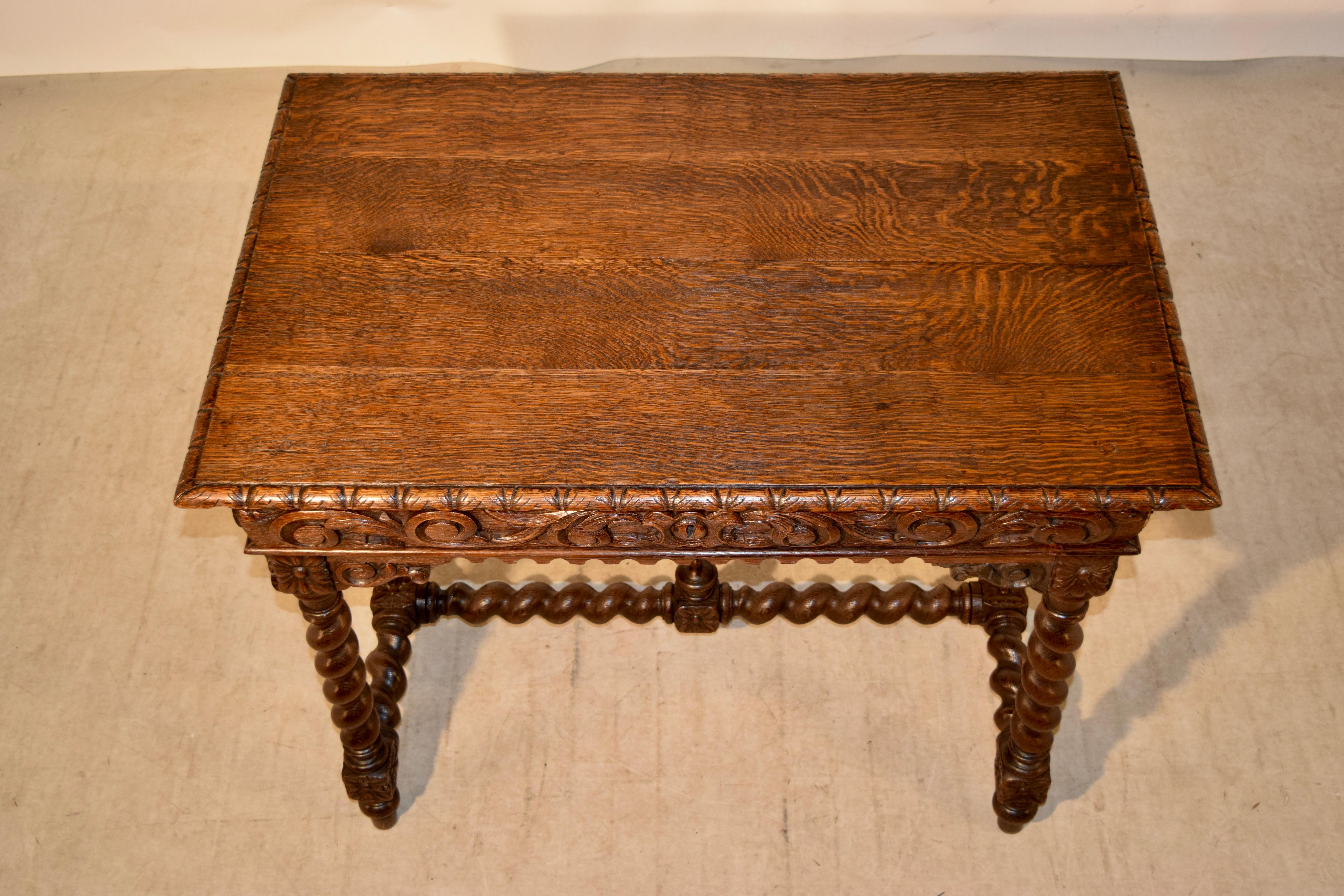 Hand-Carved 19th Century French Library Table