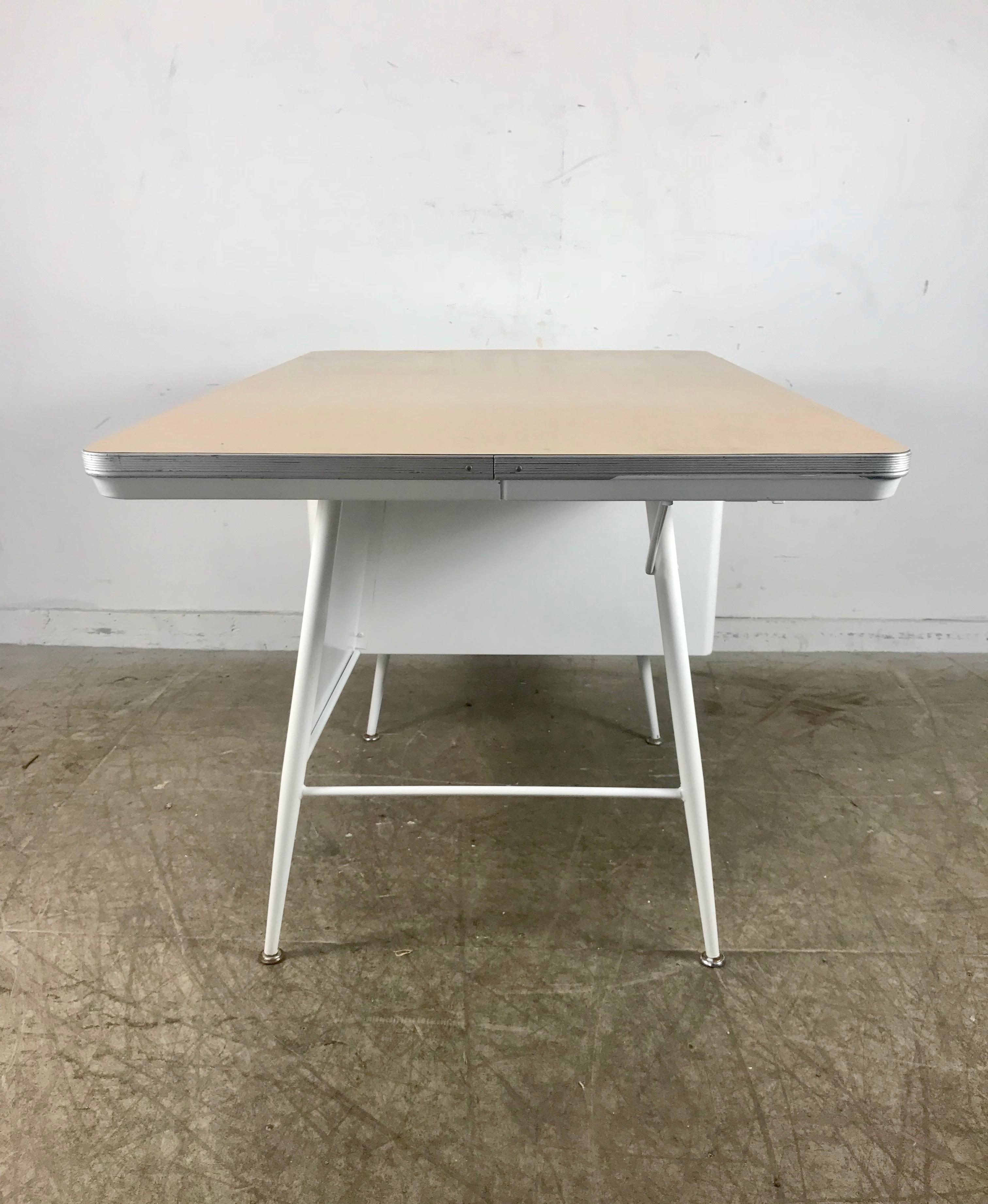 American Modernist Lacquered Steel Desk, Metal Industrial