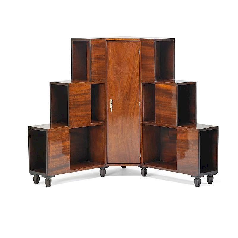Mahogany French Art Deco Corner Cabinet in the Style of Dominique, circa 1930 In Excellent Condition In Los Angeles, CA