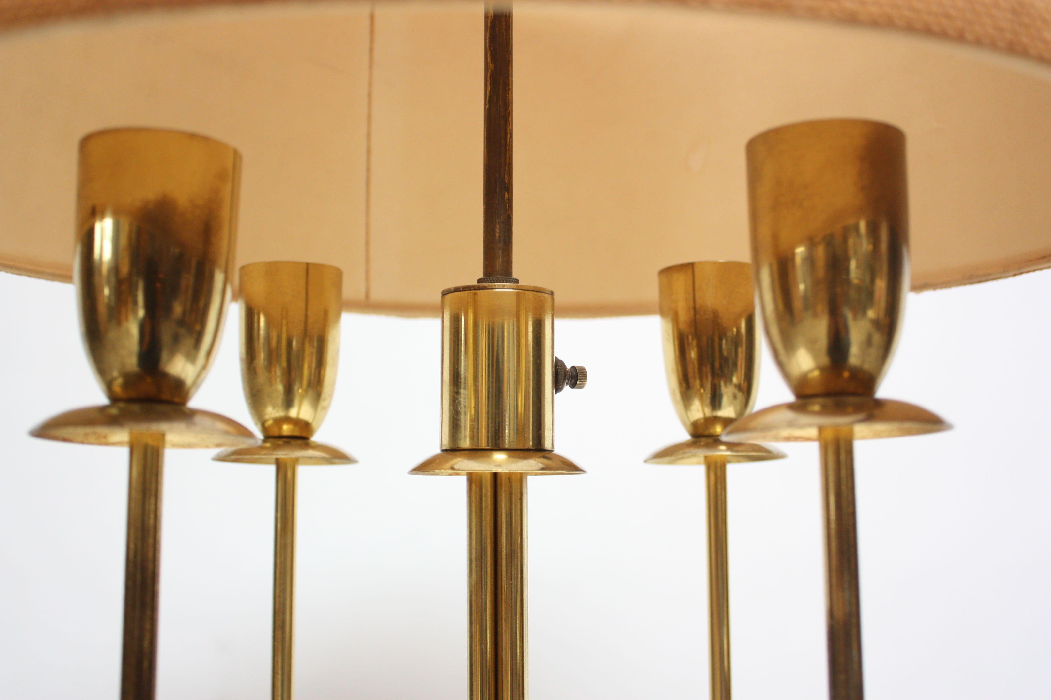 Mid-Century Modern Four-Fixture Brass Table Lamp In Good Condition In Brooklyn, NY