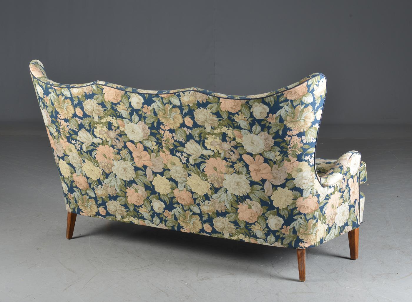 Mid-20th Century Danish Midcentury Highback or Wingback Sofa, circa 1950s