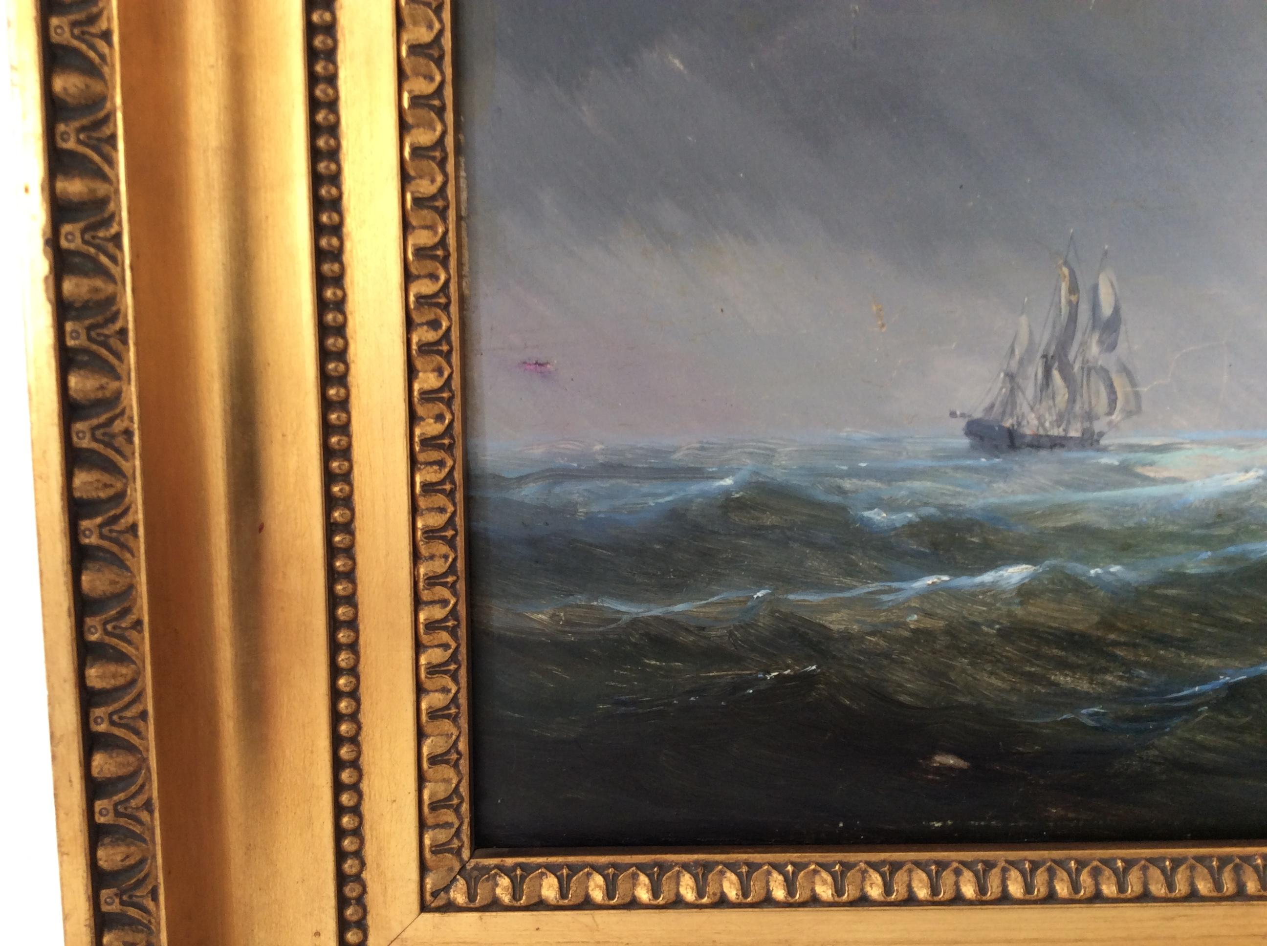 Hand-Painted Painting Marine style of Carl Frederik Sørensen For Sale