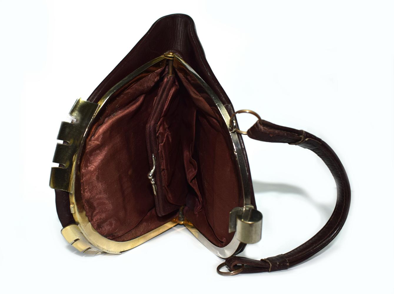 20th Century Art Deco 1930s Brown Leather Handbag