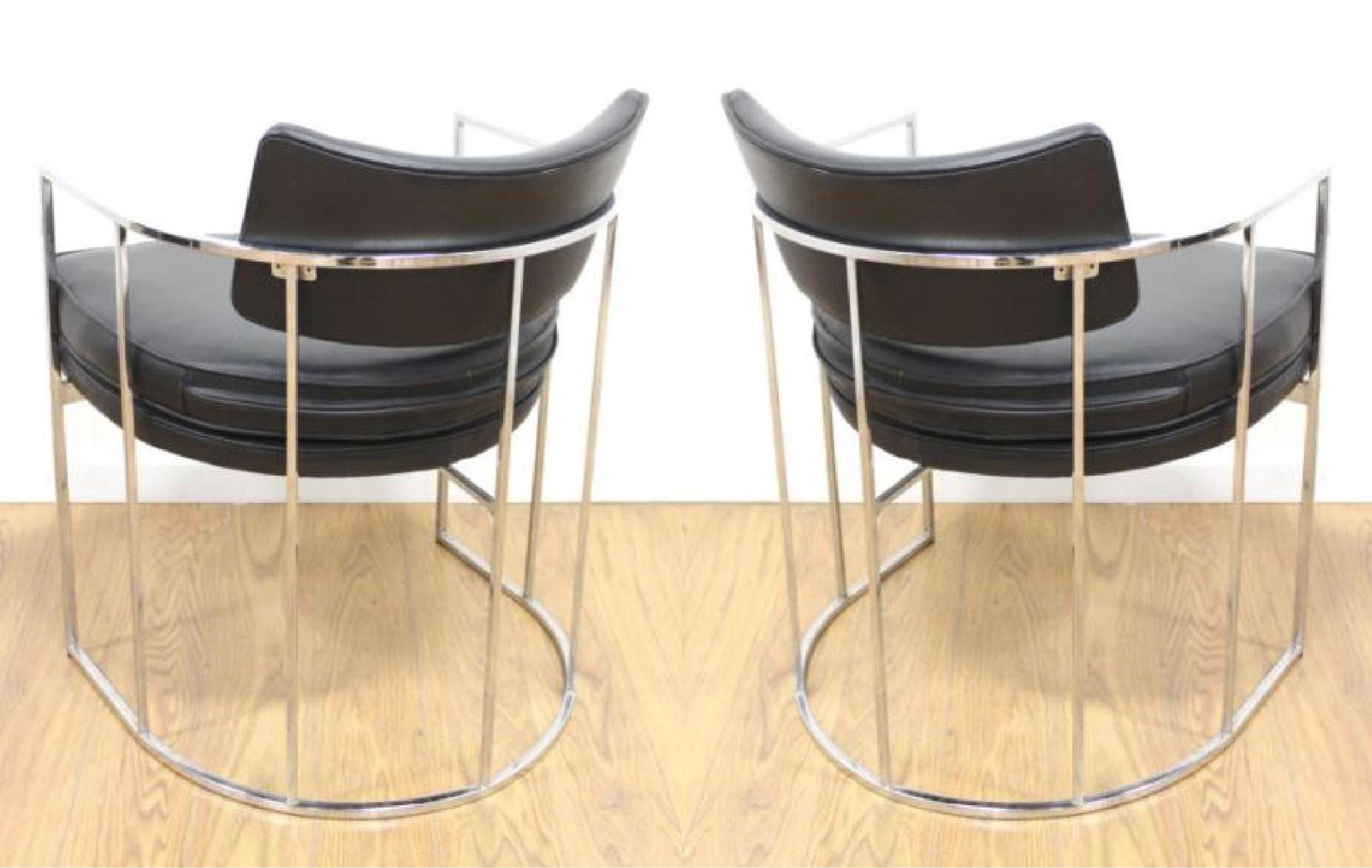 Set of Four Midcentury Milo Baughman Dining Chairs in Black In Good Condition For Sale In Dallas, TX