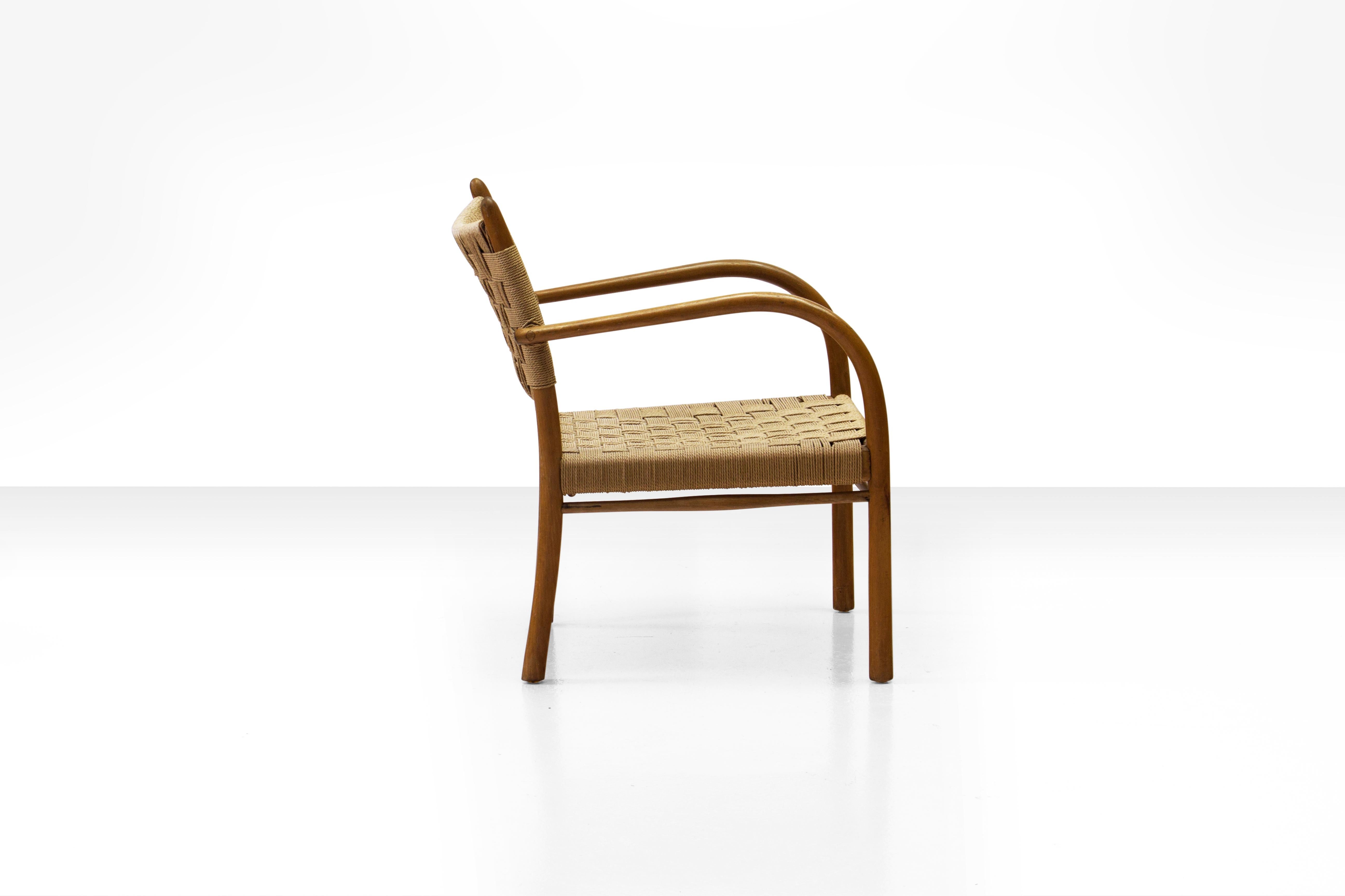 Danish K. Scröder (/Frits Schlegel) Armchair in Beech and Woven Papercord, Denmark