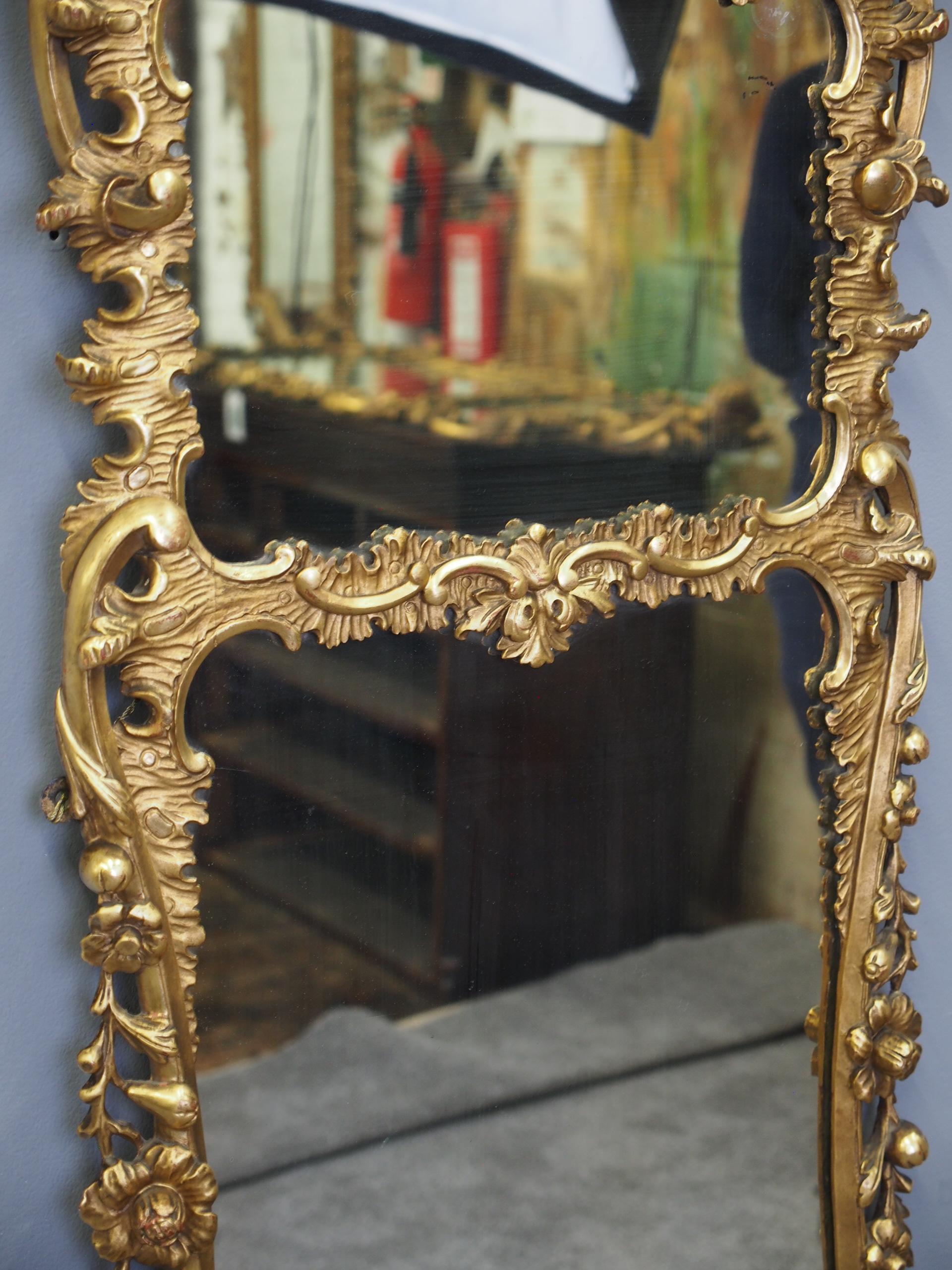 19th Century Pair of Large Carved Giltwood Wall Mirrors