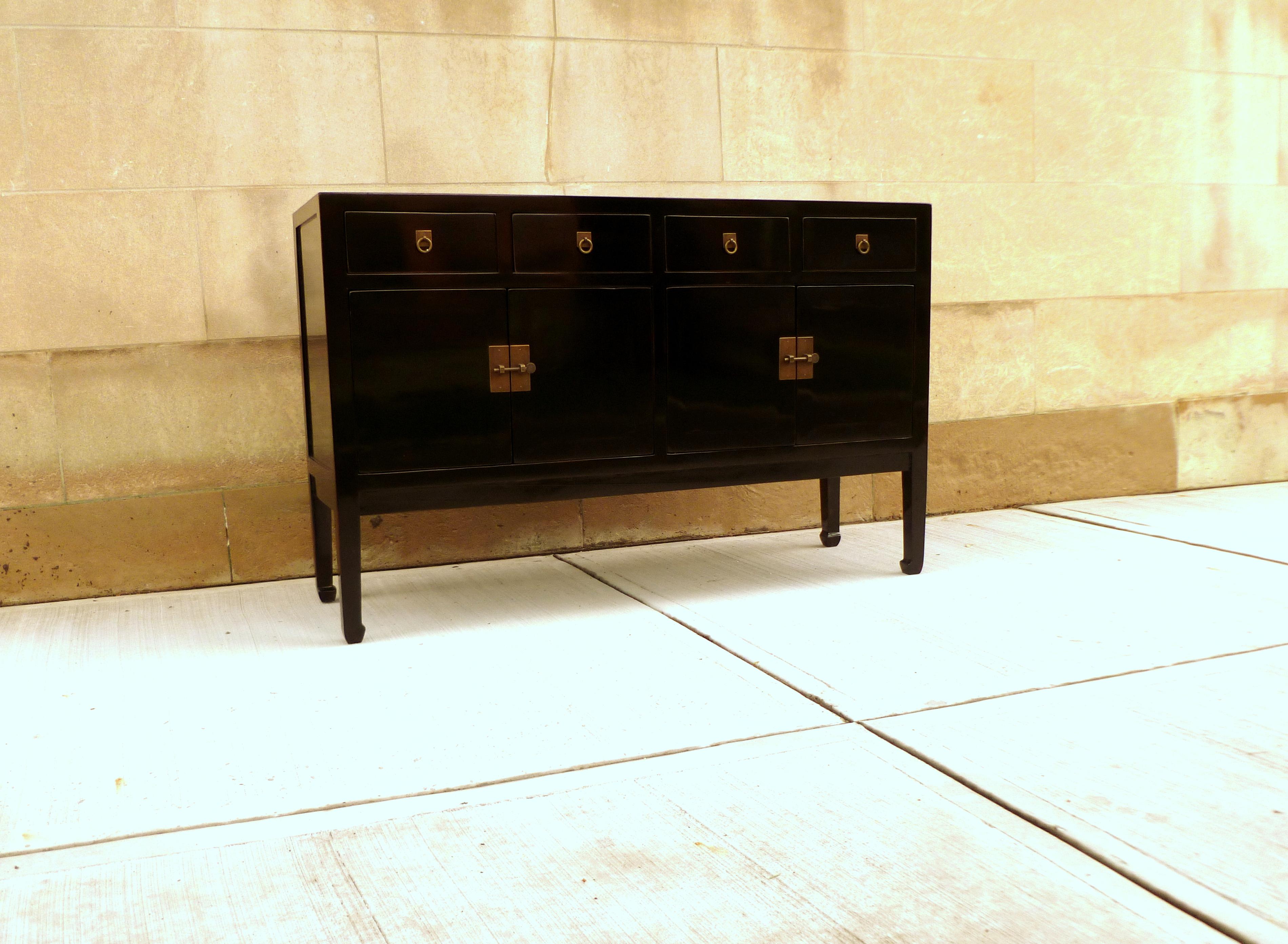 Polished Fine Black Lacquer Sideboard or Console Table