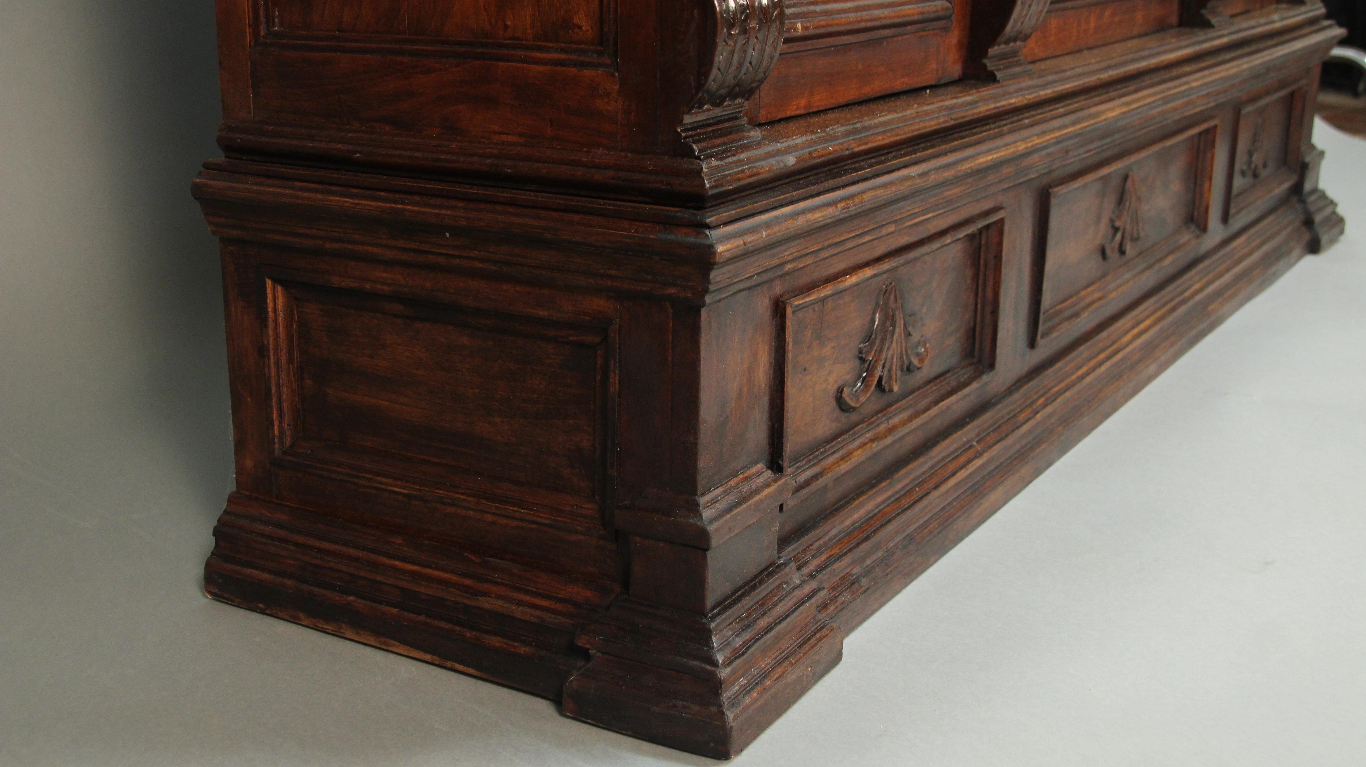 Early 20th Century Spanish Revival Carved Walnut Console Sideboard, circa 1920s