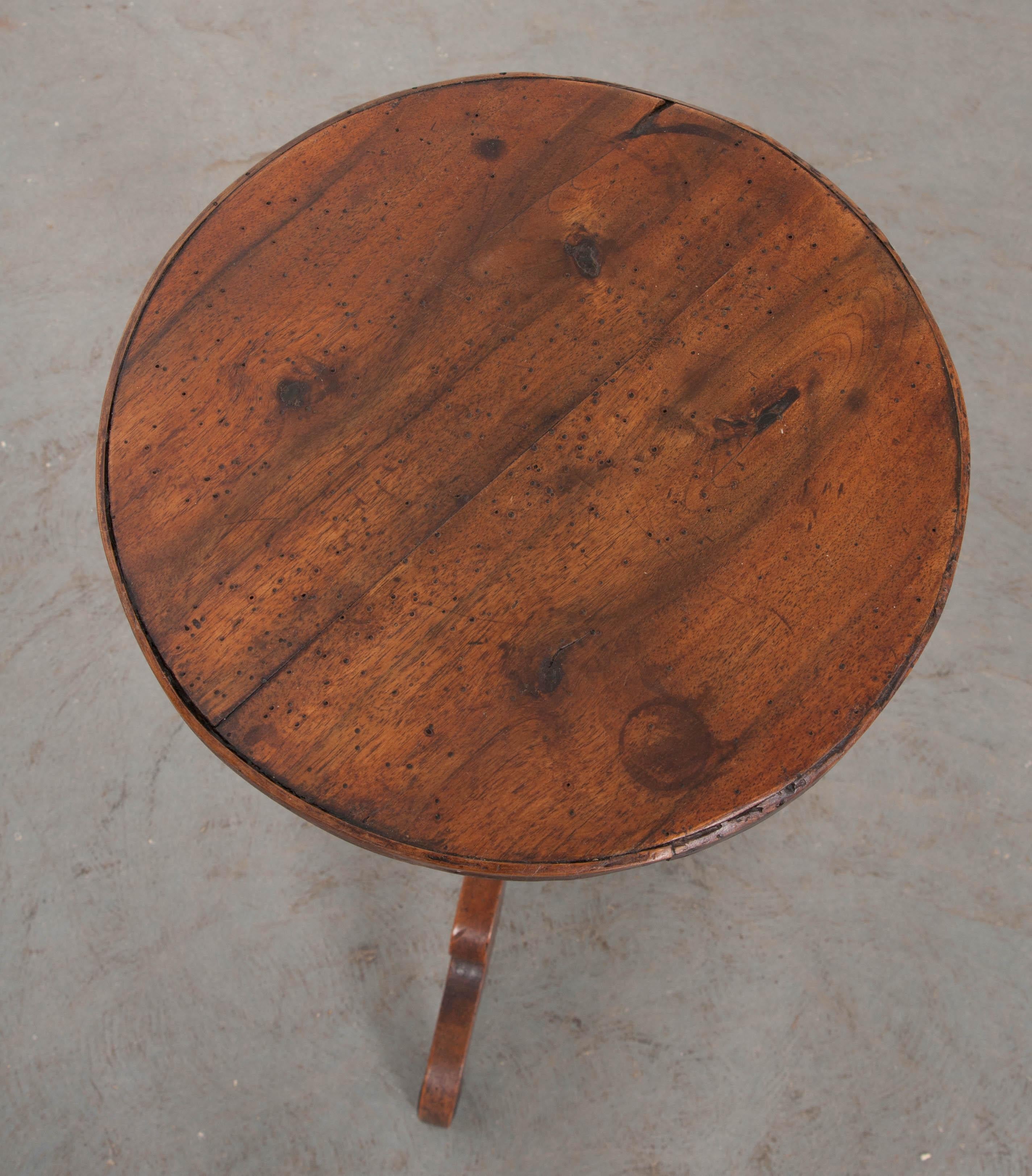 French 19th Century Small Round Walnut Table 1