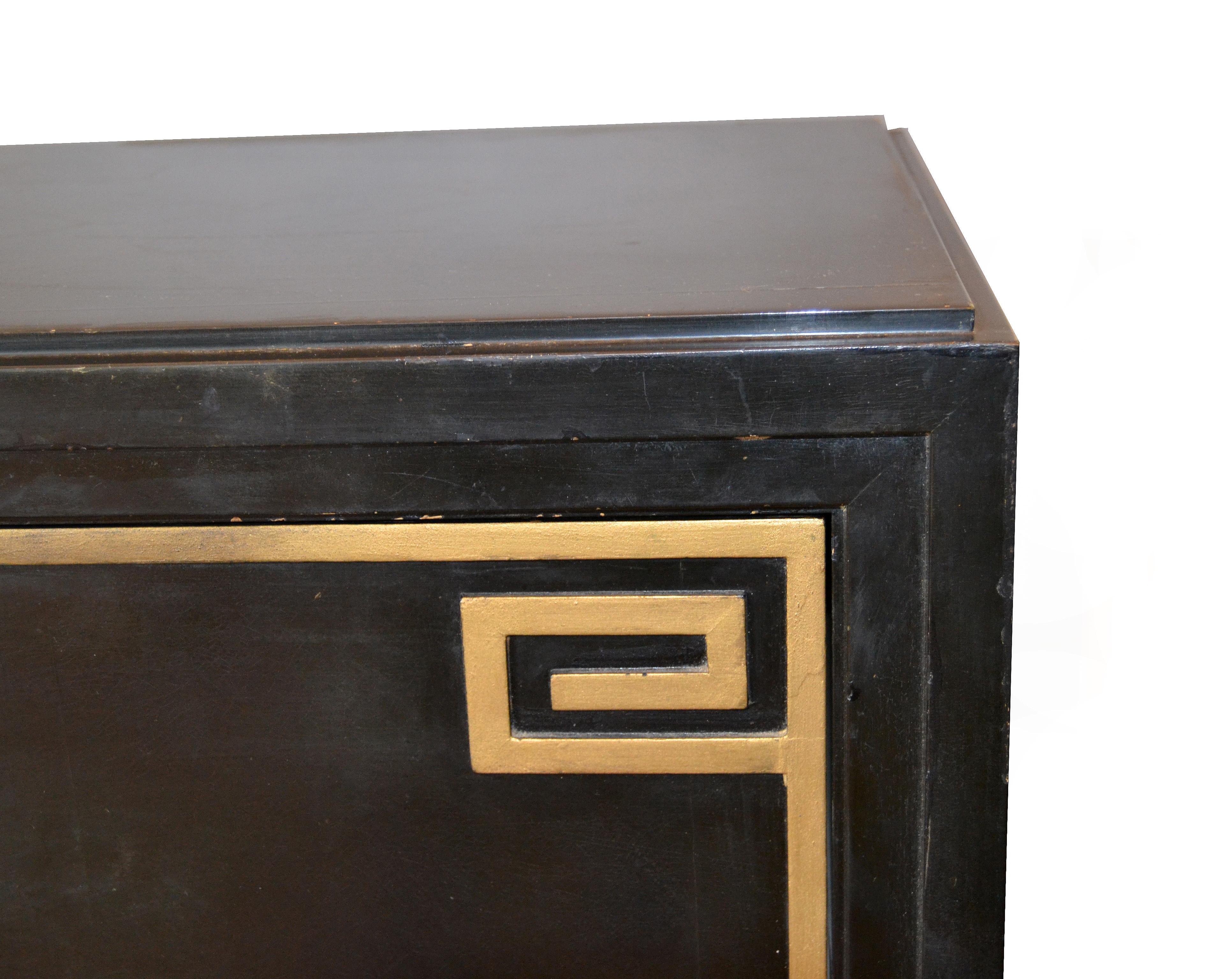 Pair, Art Deco Grosfeld House attributed Greek Key Dressers In Good Condition For Sale In Miami, FL